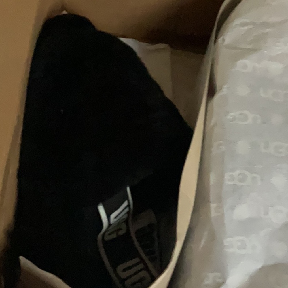 UGG Black Fluffy Slippers